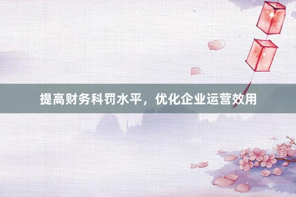 提高财务科罚水平，优化企业运营效用